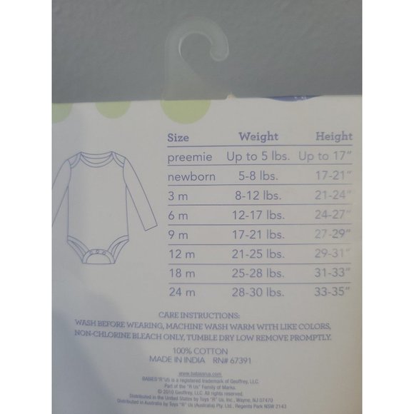 Babies R US 4 Long Sleeve Bodysuits - Picture 5 of 5